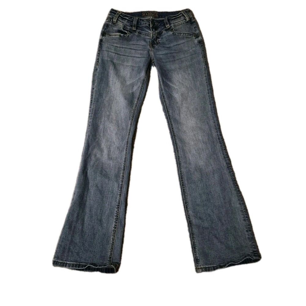 Y2K Rock & Roll Riding Bare Back Jeans 28 x 34 Tall Whiskering Fade Rockabilly